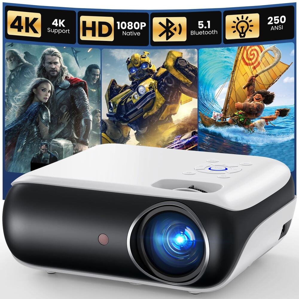 HAPPRUN H1 1080P Mini Projector Bluetooth Portable Home Theater
